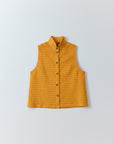 Flat lay of Kantan jersey waistcoat by Yaccomaricard in brown sugar.