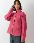 Shibo Jacket in Dust Rose – relaxed cotton jacket with gathered pintuck texture.