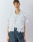 Yaccomaricard Hane Shirt in White – Japanese designer cotton lawn statement overshirt.
