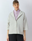Yaccomaricard cotton Jersey Faneru Jacket in Cool Grey front view on model with relaxed silhouette.