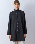 Yaccomaricard Classic Tunic Shirt in Black – Japanese designer longline A-line cotton shirt.