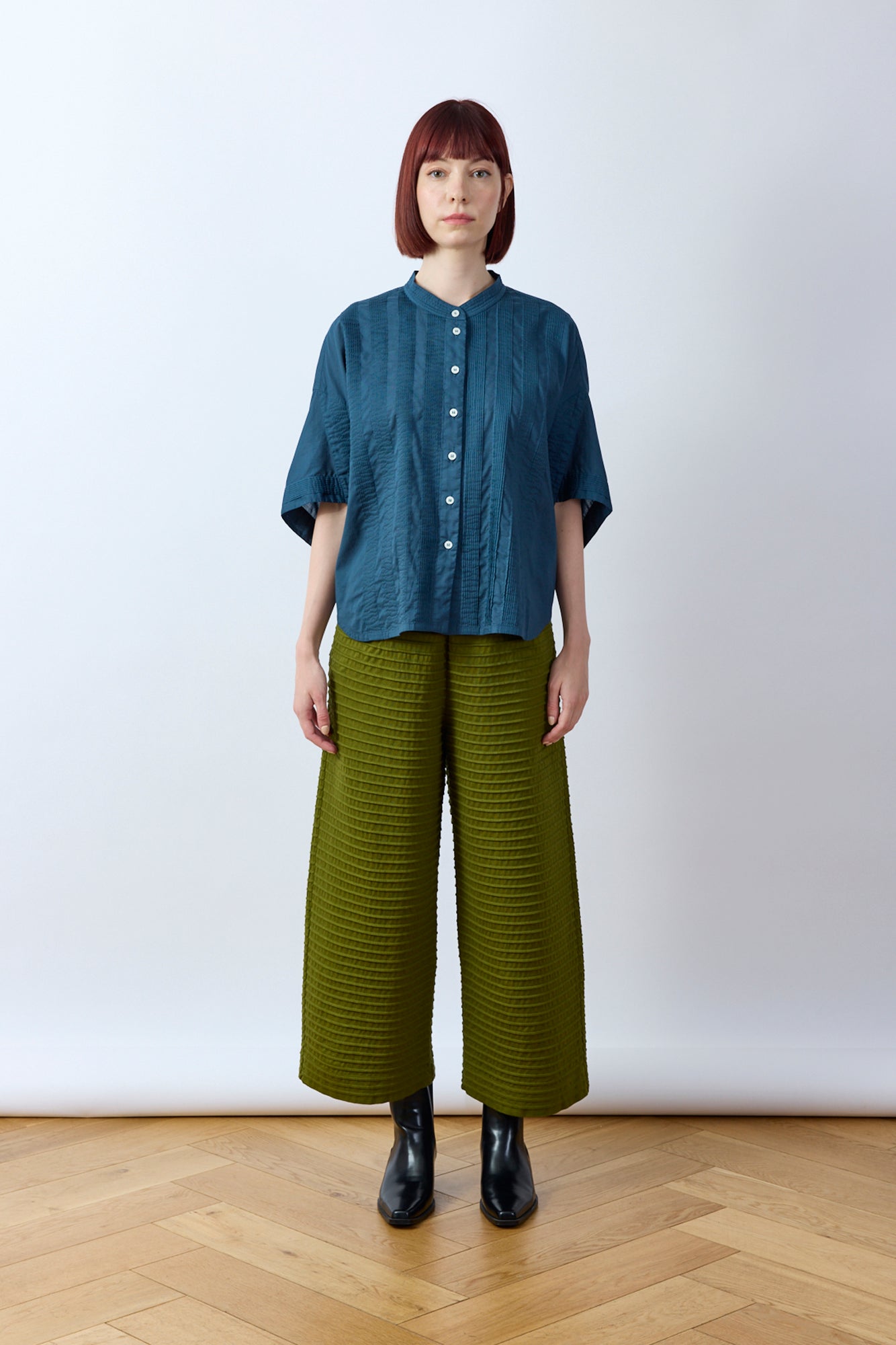 Pintuck Cotton Jersey Trouser