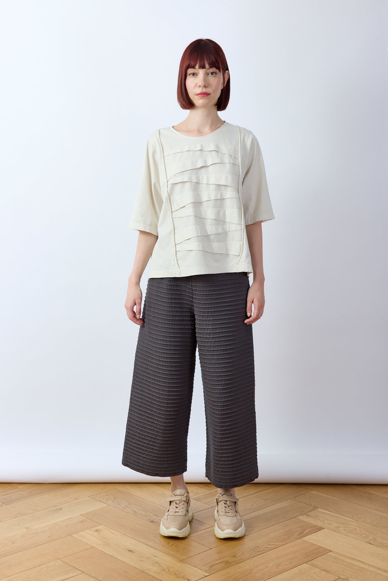 Pintuck Cotton Jersey Trouser