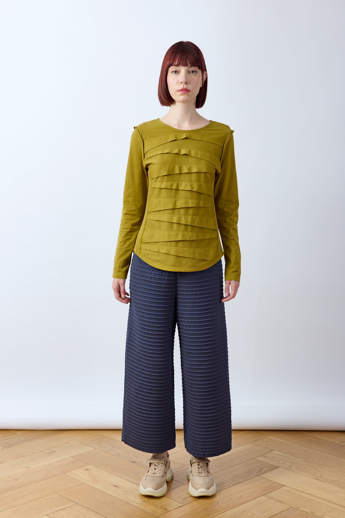 Pintuck Cotton Jersey Trouser