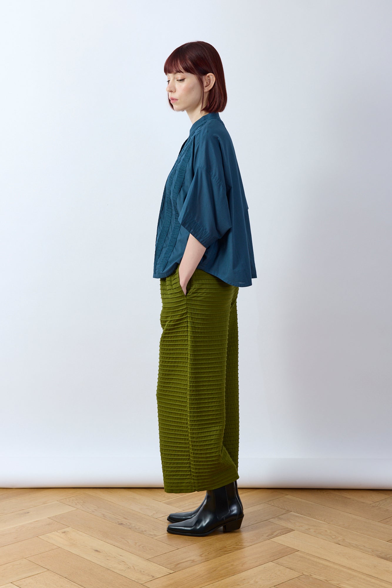 Pintuck Cotton Jersey Trouser