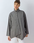 Yacco Maricard Ashin Shirt in ash– Japanese designer asymmetric cotton shirt.