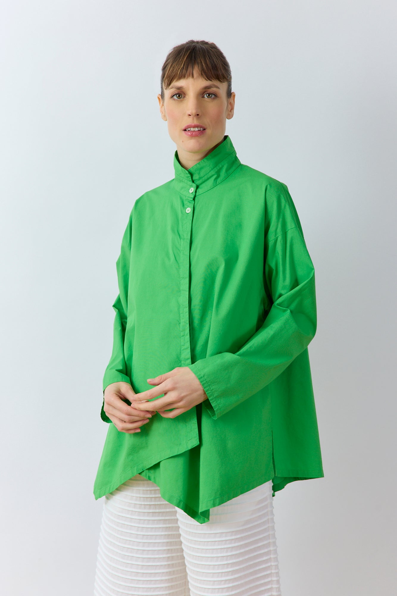 Ashin Cotton Shirt in vibrant Bright Green – Japanese design - Yaccomaricard Spring Summer 26.