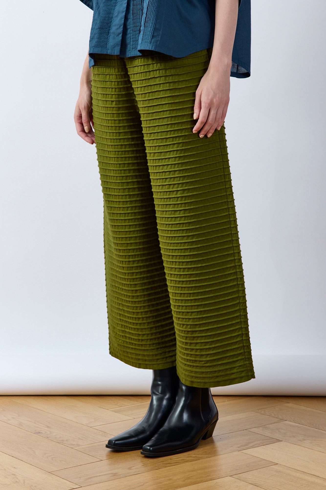 Pintuck Cotton Jersey Trouser
