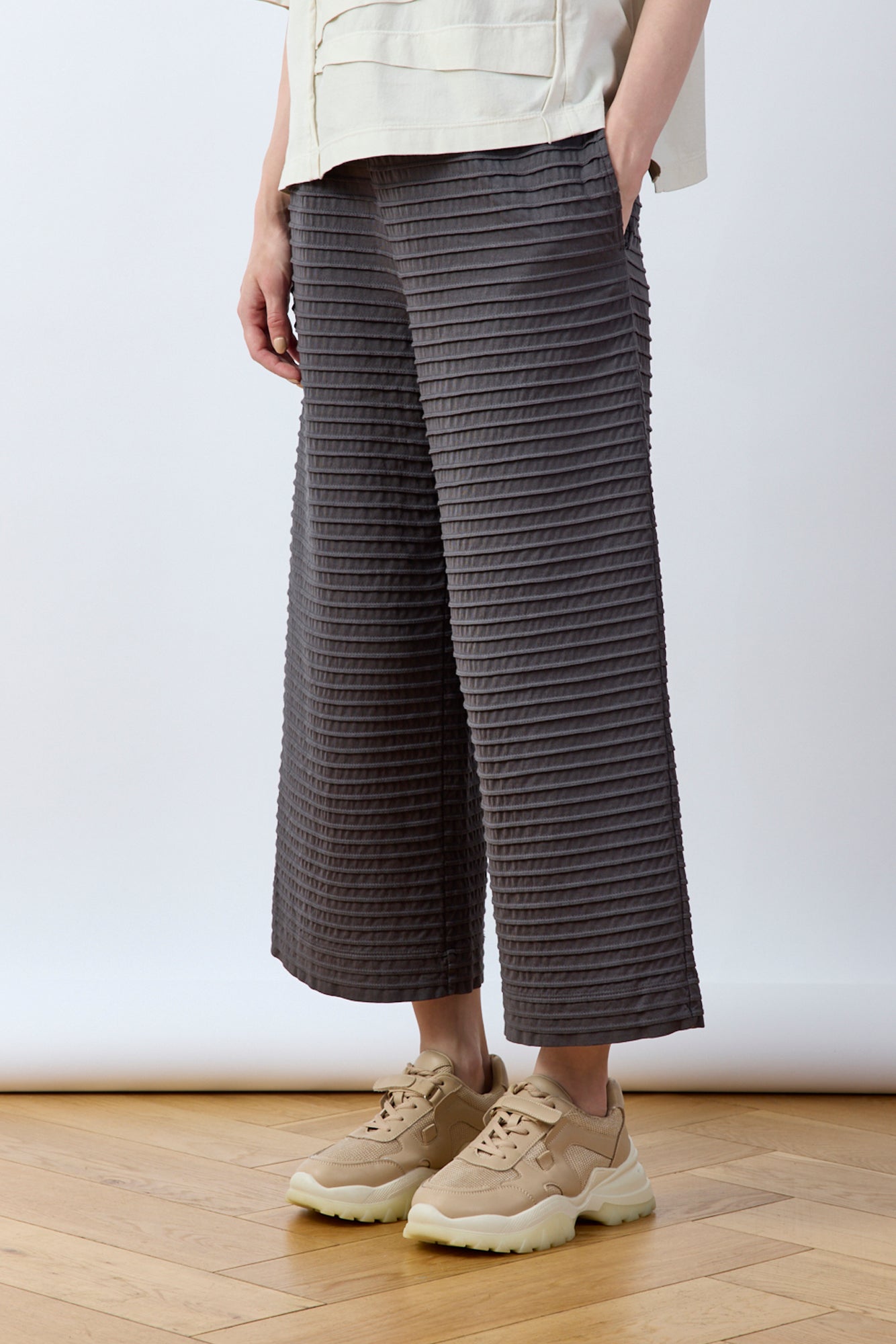 Pintuck Cotton Jersey Trouser