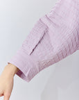 Detail shot of the fine cotton jersey texture sleeve on the Sode Pullover.
