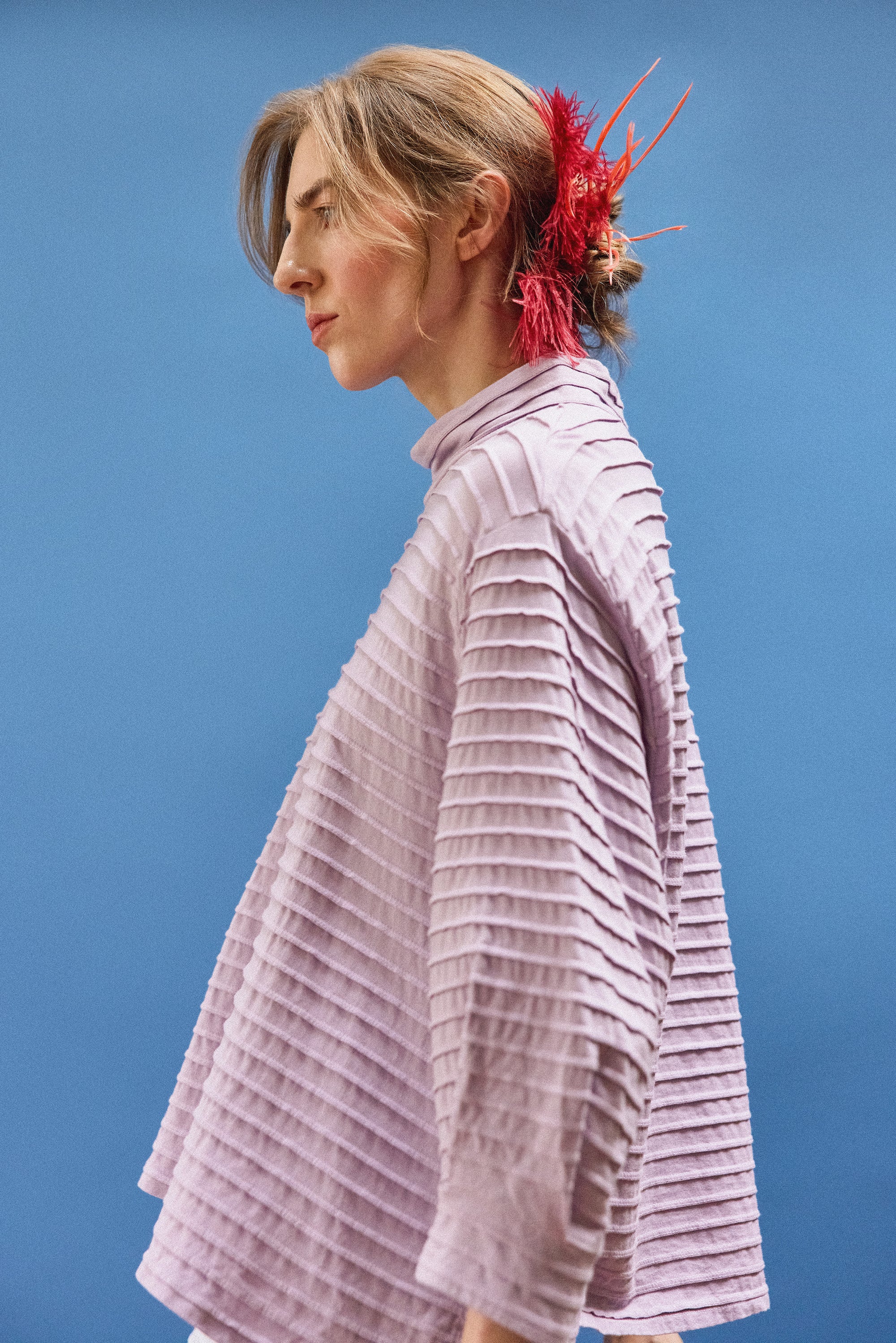 Yacco Maricard Sode Jersey Pullover in Lilac Purple - Japanese Designer Cotton Top.